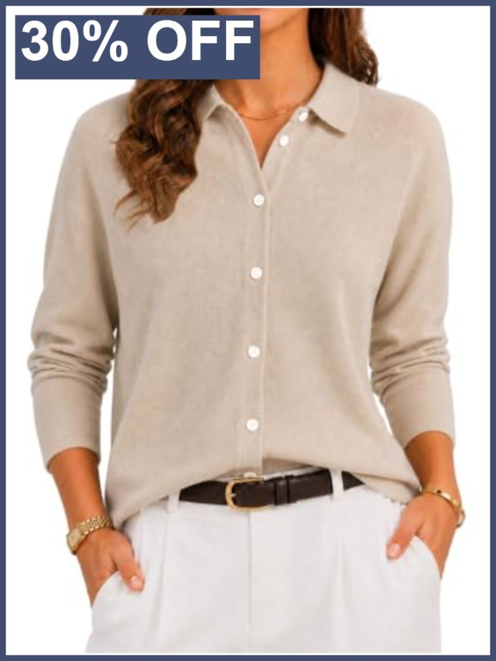 Women's Collared Button Down Cardigan Sweater Long Sleeve Knit